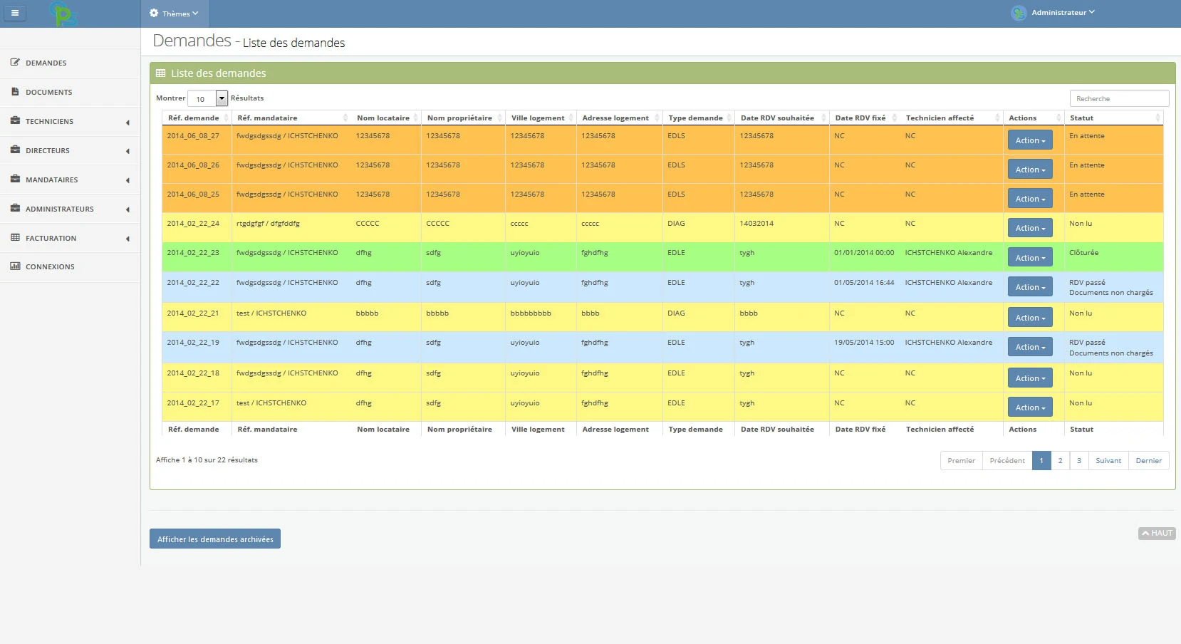Capture du logiciel applicatif : Logiciel de gestion