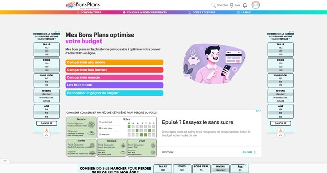 Aperçu du site web : Mes Bons Plans